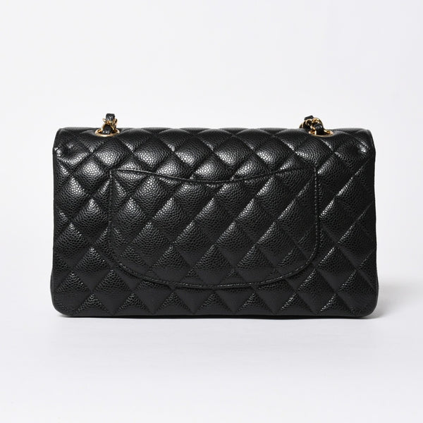 新品未使用 CHANEL シャネル マトラッセ25 Wフラップ Wチェーンショルダーバッグ 31番台 ココマーク キャビアスキン ブラック 中古 4a007110