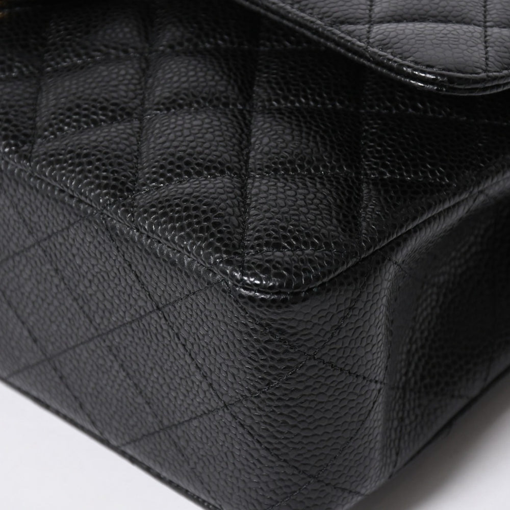 新品未使用 CHANEL シャネル マトラッセ25 Wフラップ Wチェーンショルダーバッグ 31番台 ココマーク キャビアスキン ブラック 中古 4a007110