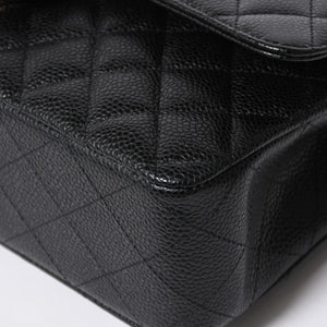 新品未使用 CHANEL シャネル マトラッセ25 Wフラップ Wチェーンショルダーバッグ 31番台 ココマーク キャビアスキン ブラック 中古 4a007110