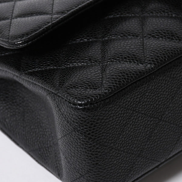新品未使用 CHANEL シャネル マトラッセ25 Wフラップ Wチェーンショルダーバッグ 31番台 ココマーク キャビアスキン ブラック 中古 4a007110