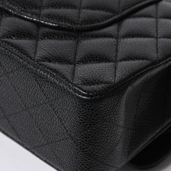 新品未使用 CHANEL シャネル マトラッセ25 Wフラップ Wチェーンショルダーバッグ 31番台 ココマーク キャビアスキン ブラック 中古 4a007110