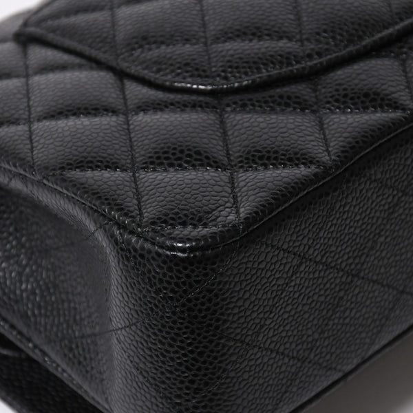 新品未使用 CHANEL シャネル マトラッセ25 Wフラップ Wチェーンショルダーバッグ 31番台 ココマーク キャビアスキン ブラック 中古 4a007110