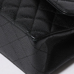 極美品 CHANEL シャネル マトラッセ25 Wフラップ Wチェーンショルダーバッグ 14番台 ココマーク キャビアスキン ブラック 中古 4a007113