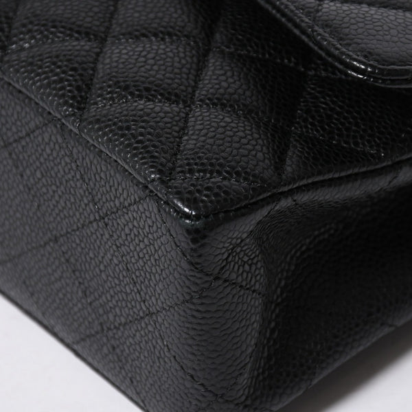 極美品 CHANEL シャネル マトラッセ25 Wフラップ Wチェーンショルダーバッグ 14番台 ココマーク キャビアスキン ブラック 中古 4a007113