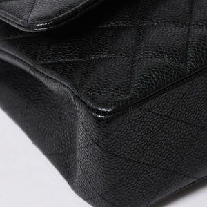 極美品 CHANEL シャネル マトラッセ25 Wフラップ Wチェーンショルダーバッグ 14番台 ココマーク キャビアスキン ブラック 中古 4a007113
