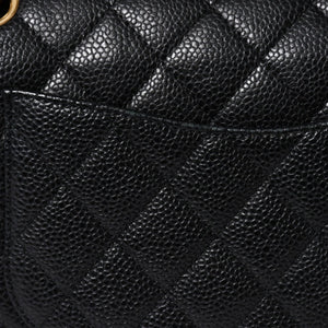 極美品 CHANEL シャネル マトラッセ25 Wフラップ Wチェーンショルダーバッグ 14番台 ココマーク キャビアスキン ブラック 中古 4a007113