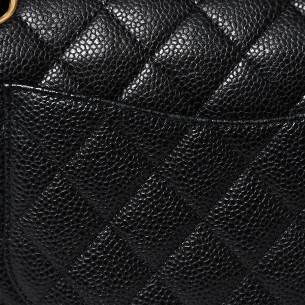 極美品 CHANEL シャネル マトラッセ25 Wフラップ Wチェーンショルダーバッグ 14番台 ココマーク キャビアスキン ブラック 中古 4a007113