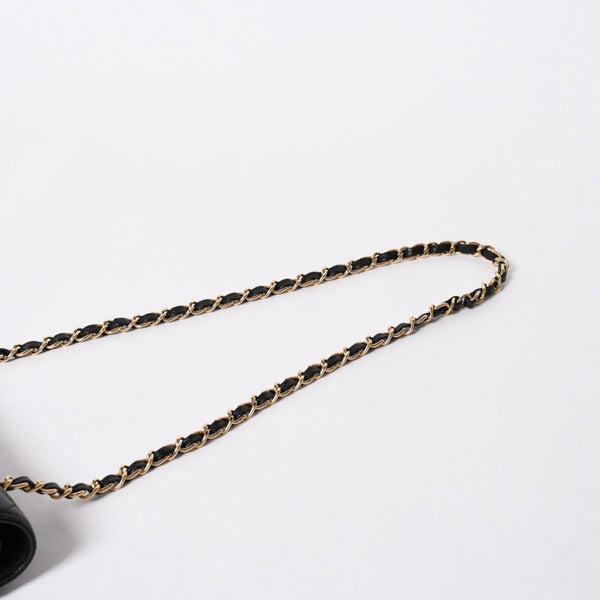 極美品 CHANEL シャネル マトラッセ25 Wフラップ Wチェーンショルダーバッグ 14番台 ココマーク キャビアスキン ブラック 中古 4a007113