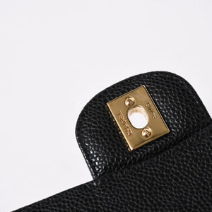 極美品 CHANEL シャネル マトラッセ25 Wフラップ Wチェーンショルダーバッグ 14番台 ココマーク キャビアスキン ブラック 中古 4a007113