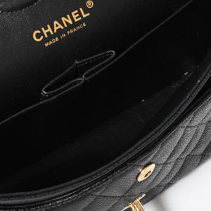 極美品 CHANEL シャネル マトラッセ25 Wフラップ Wチェーンショルダーバッグ 14番台 ココマーク キャビアスキン ブラック 中古 4a007113