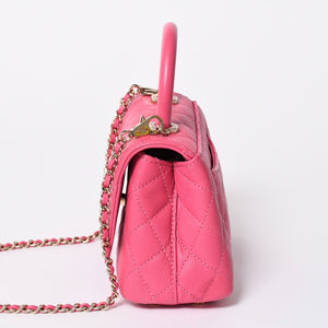 新品同様 CHANEL シャネル ココハンドルXXS 2WAYハンドバッグ ショルダー ランダム AS2215 キャビアスキン ピンク 中古 4a006932