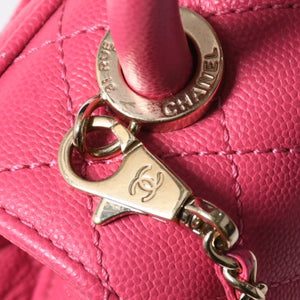 新品同様 CHANEL シャネル ココハンドルXXS 2WAYハンドバッグ ショルダー ランダム AS2215 キャビアスキン ピンク 中古 4a006932