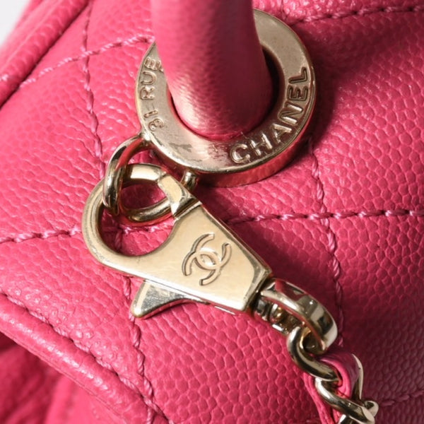 新品同様 CHANEL シャネル ココハンドルXXS 2WAYハンドバッグ ショルダー ランダム AS2215 キャビアスキン ピンク 中古 4a006932
