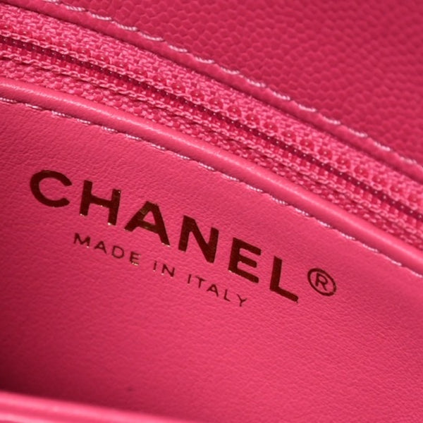 新品同様 CHANEL シャネル ココハンドルXXS 2WAYハンドバッグ ショルダー ランダム AS2215 キャビアスキン ピンク 中古 4a006932