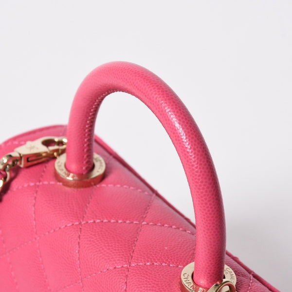 新品同様 CHANEL シャネル ココハンドルXXS 2WAYハンドバッグ ショルダー ランダム AS2215 キャビアスキン ピンク 中古 4a006932