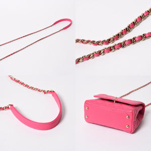 新品同様 CHANEL シャネル ココハンドルXXS 2WAYハンドバッグ ショルダー ランダム AS2215 キャビアスキン ピンク 中古 4a006932