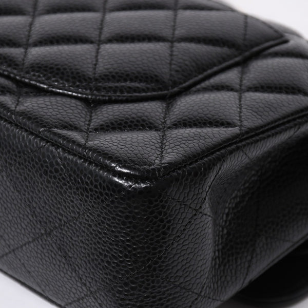 極美品 CHANEL シャネル マトラッセ23 Wフラップ Wチェーンショルダーバッグ 26番台 ココマーク キャビアスキン ブラック 中古 4a007111