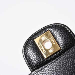 極美品 CHANEL シャネル マトラッセ23 Wフラップ Wチェーンショルダーバッグ 26番台 ココマーク キャビアスキン ブラック 中古 4a007111