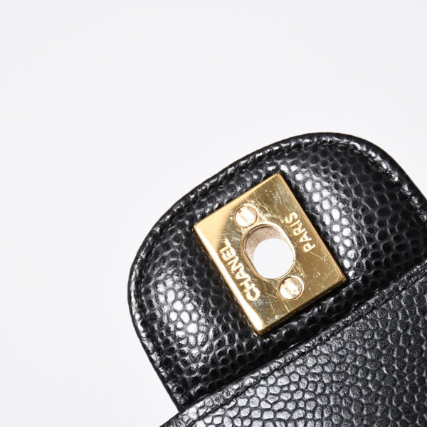 極美品 CHANEL シャネル マトラッセ23 Wフラップ Wチェーンショルダーバッグ 26番台 ココマーク キャビアスキン ブラック 中古 4a007111