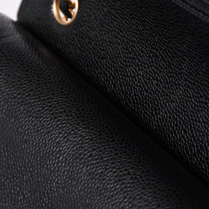 極美品 CHANEL シャネル マトラッセ23 Wフラップ Wチェーンショルダーバッグ 26番台 ココマーク キャビアスキン ブラック 中古 4a007111