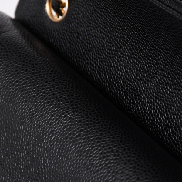 極美品 CHANEL シャネル マトラッセ23 Wフラップ Wチェーンショルダーバッグ 26番台 ココマーク キャビアスキン ブラック 中古 4a007111