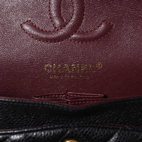 極美品 CHANEL シャネル マトラッセ23 Wフラップ Wチェーンショルダーバッグ 26番台 ココマーク キャビアスキン ブラック 中古 4a007111