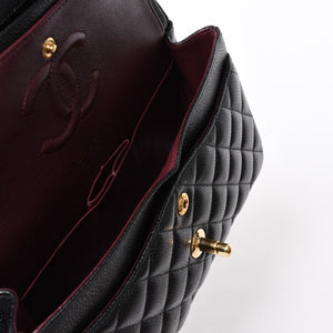 極美品 CHANEL シャネル マトラッセ23 Wフラップ Wチェーンショルダーバッグ 26番台 ココマーク キャビアスキン ブラック 中古 4a007111