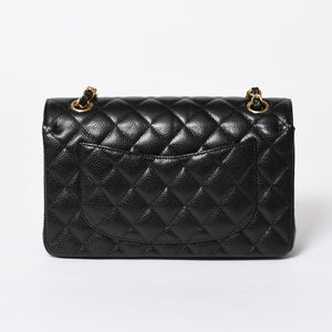 極美品 CHANEL シャネル マトラッセ23 Wフラップ Wチェーンショルダーバッグ 26番台 ココマーク キャビアスキン ブラック 中古 4a007111