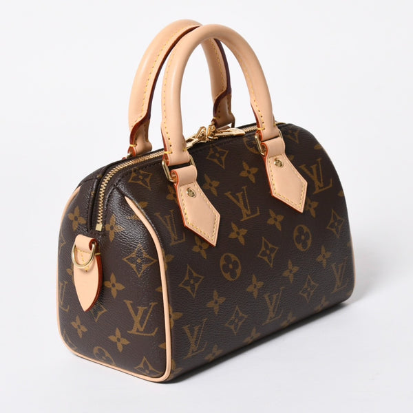 新品未使用 LOUIS VUITTON ルイヴィトン ショルダーバッグ スピーディバンドリエール20 M46222 レザー PVC ブラウン ゴールド金具 中古 4a006999