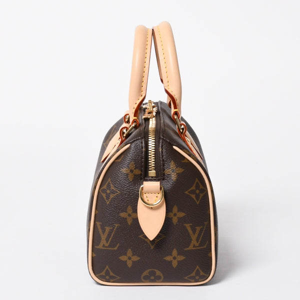 新品未使用 LOUIS VUITTON ルイヴィトン ショルダーバッグ スピーディバンドリエール20 M46222 レザー PVC ブラウン ゴールド金具 中古 4a006999
