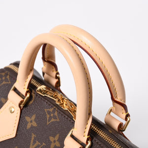 新品未使用 LOUIS VUITTON ルイヴィトン ショルダーバッグ スピーディバンドリエール20 M46222 レザー PVC ブラウン ゴールド金具 中古 4a006999