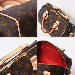 新品未使用 LOUIS VUITTON ルイヴィトン ショルダーバッグ スピーディバンドリエール20 M46222 レザー PVC ブラウン ゴールド金具 中古 4a006999
