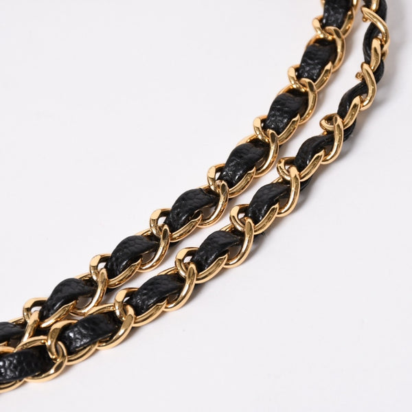 極美品 CHANEL シャネル マトラッセ23 Wフラップ Wチェーンショルダーバッグ 26番台 ココマーク キャビアスキン ブラック 中古 4a007111