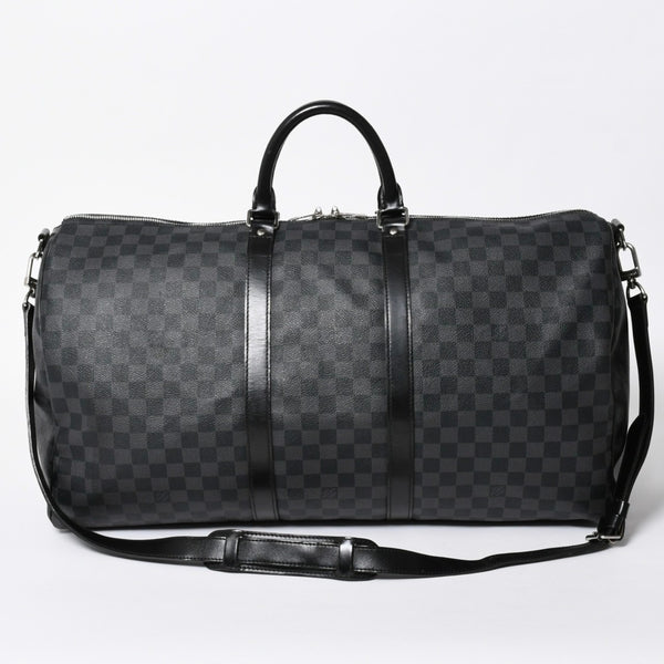 LOUIS VUITTON ルイヴィトン キーポルバンドリエール55 ボストンバッグ N41413 ダミエグラフィット ブラック 美品 中古 4a007003
