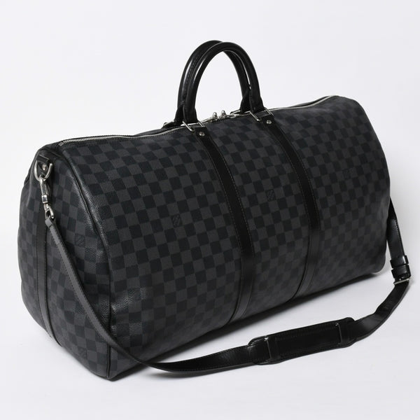 LOUIS VUITTON ルイヴィトン キーポルバンドリエール55 ボストンバッグ N41413 ダミエグラフィット ブラック 美品 中古 4a007003