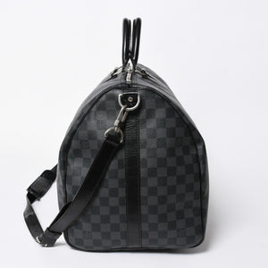 LOUIS VUITTON ルイヴィトン キーポルバンドリエール55 ボストンバッグ N41413 ダミエグラフィット ブラック 美品 中古 4a007003