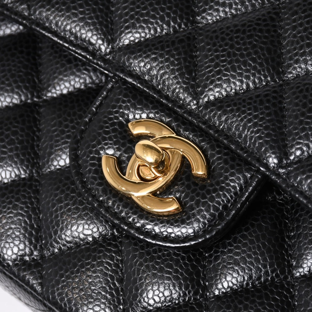 極美品 CHANEL シャネル マトラッセ23 Wフラップ Wチェーンショルダーバッグ 26番台 ココマーク キャビアスキン ブラック 中古 4a007111