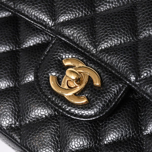 極美品 CHANEL シャネル マトラッセ23 Wフラップ Wチェーンショルダーバッグ 26番台 ココマーク キャビアスキン ブラック 中古 4a007111