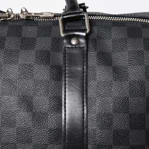 LOUIS VUITTON ルイヴィトン キーポルバンドリエール55 ボストンバッグ N41413 ダミエグラフィット ブラック 美品 中古 4a007003