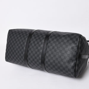LOUIS VUITTON ルイヴィトン キーポルバンドリエール55 ボストンバッグ N41413 ダミエグラフィット ブラック 美品 中古 4a007003