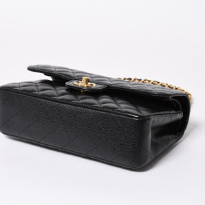 極美品 CHANEL シャネル マトラッセ23 Wフラップ Wチェーンショルダーバッグ 26番台 ココマーク キャビアスキン ブラック 中古 4a007111