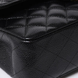 極美品 CHANEL シャネル マトラッセ23 Wフラップ Wチェーンショルダーバッグ 26番台 ココマーク キャビアスキン ブラック 中古 4a007111