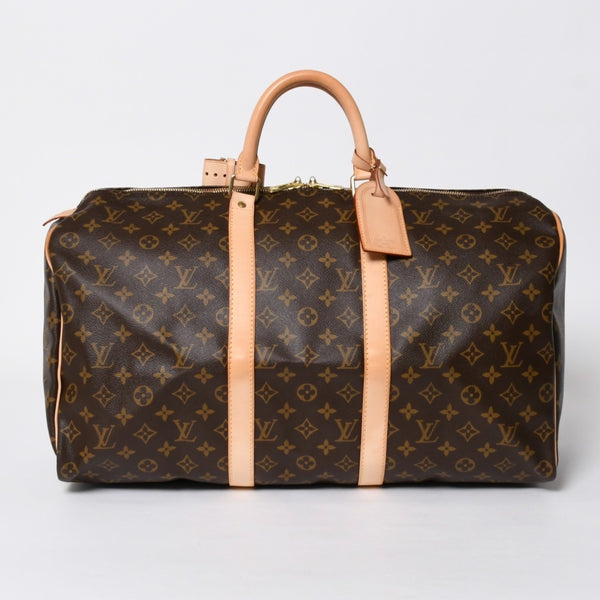 新品同様 LOUIS VUITTON ルイヴィトン キーポル50 ボストンバッグ M41426 PVC レザー モノグラム FL0053 ゴールド金具 中古 4a007117