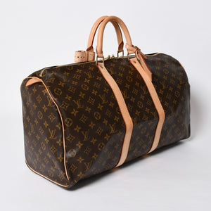 新品同様 LOUIS VUITTON ルイヴィトン キーポル50 ボストンバッグ M41426 PVC レザー モノグラム FL0053 ゴールド金具 中古 4a007117