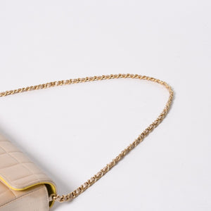 極美品 CHANEL シャネル チョコバー イーストウエスト チェーンショルダーバッグ 6番台 ココマーク ラムスキン シャンパンゴールド 中古 4a007161