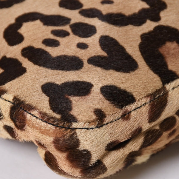 極美品 FENDI フェンディ マンマバケット ワンショルダーバッグ 26569 レオパード ハラコ レザー ブラウン シルバー金具 中古 4a007123