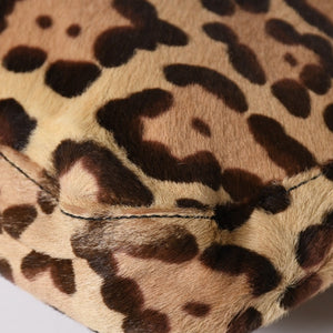 極美品 FENDI フェンディ マンマバケット ワンショルダーバッグ 26569 レオパード ハラコ レザー ブラウン シルバー金具 中古 4a007123