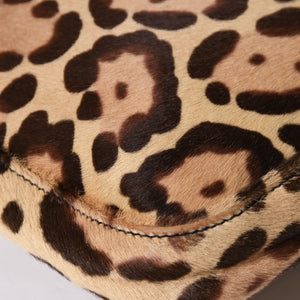 極美品 FENDI フェンディ マンマバケット ワンショルダーバッグ 26569 レオパード ハラコ レザー ブラウン シルバー金具 中古 4a007123