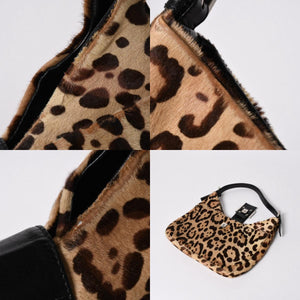 極美品 FENDI フェンディ マンマバケット ワンショルダーバッグ 26569 レオパード ハラコ レザー ブラウン シルバー金具 中古 4a007123