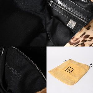 極美品 FENDI フェンディ マンマバケット ワンショルダーバッグ 26569 レオパード ハラコ レザー ブラウン シルバー金具 中古 4a007123